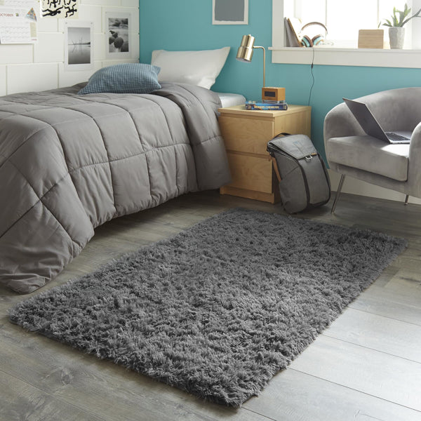 5ft x 8ft Grey Fluffy Shag Rug