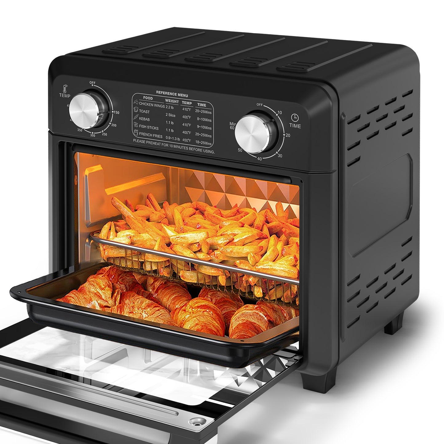 2-Slice Air Fryer Toaster Oven – 11QT Compact (Black)