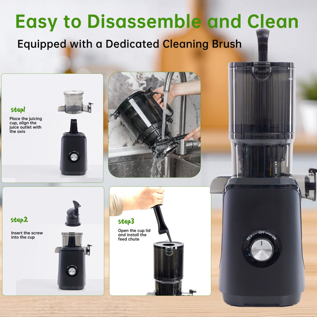 200W Slow Cold Press Juicer (Wide Feed, Safety Lock)