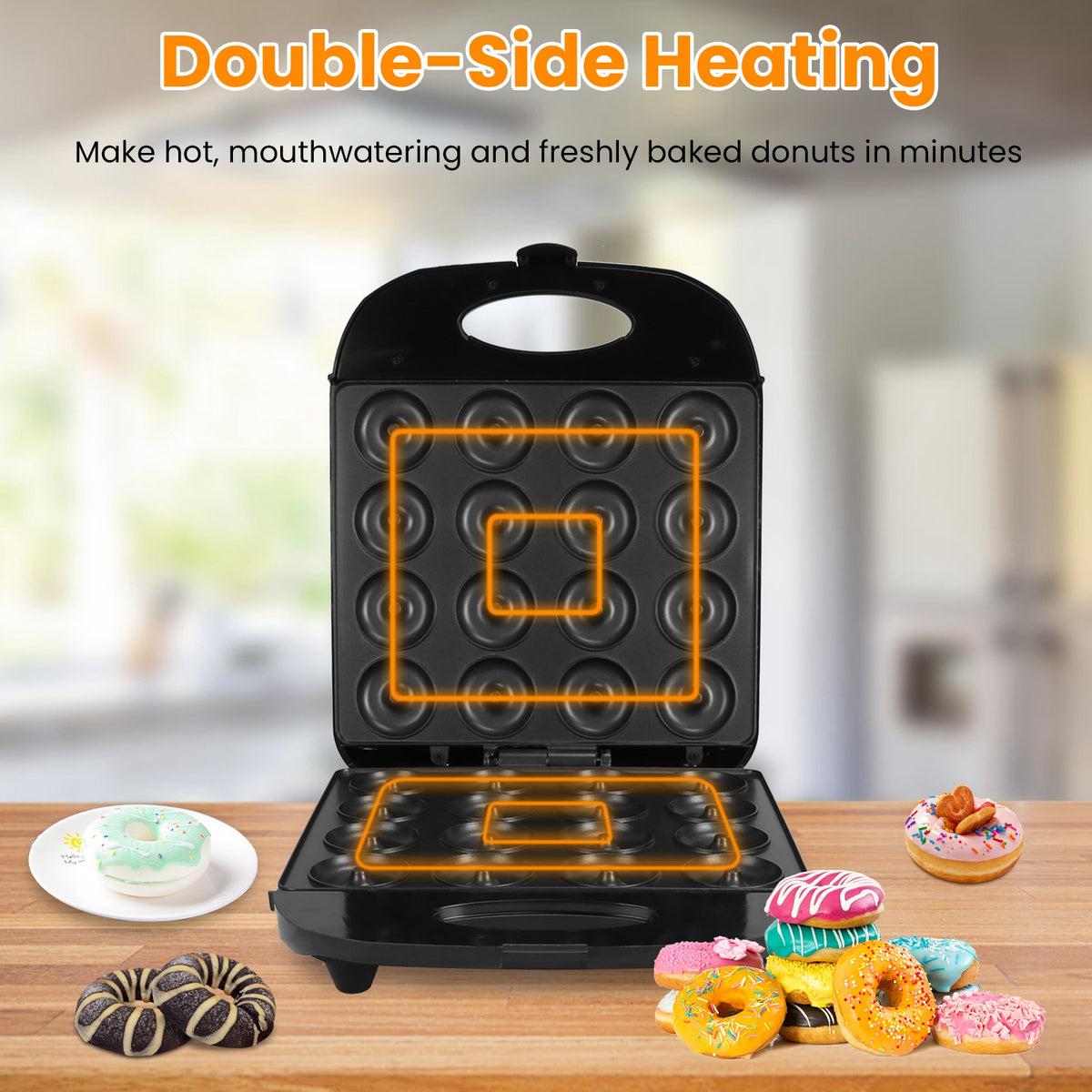16-Hole Mini Donut Maker – Fresh Donuts in Minutes