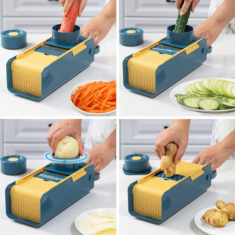 Manual Hand-Push Vegetable Chopper & Grater – Multi-Blade Kitchen Slicer (6-in-1)