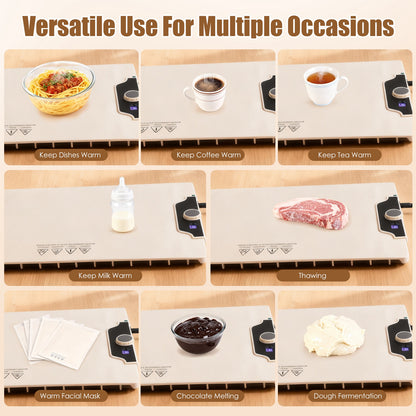 Silicone Food Warming Mat – 14 Temp Levels with Timer (300W)