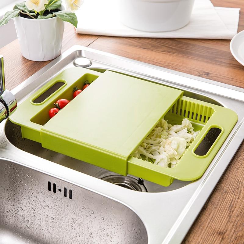 Multifunction Chopping Board with Drain Basket – 3-in-1 Kitchen Prep Station