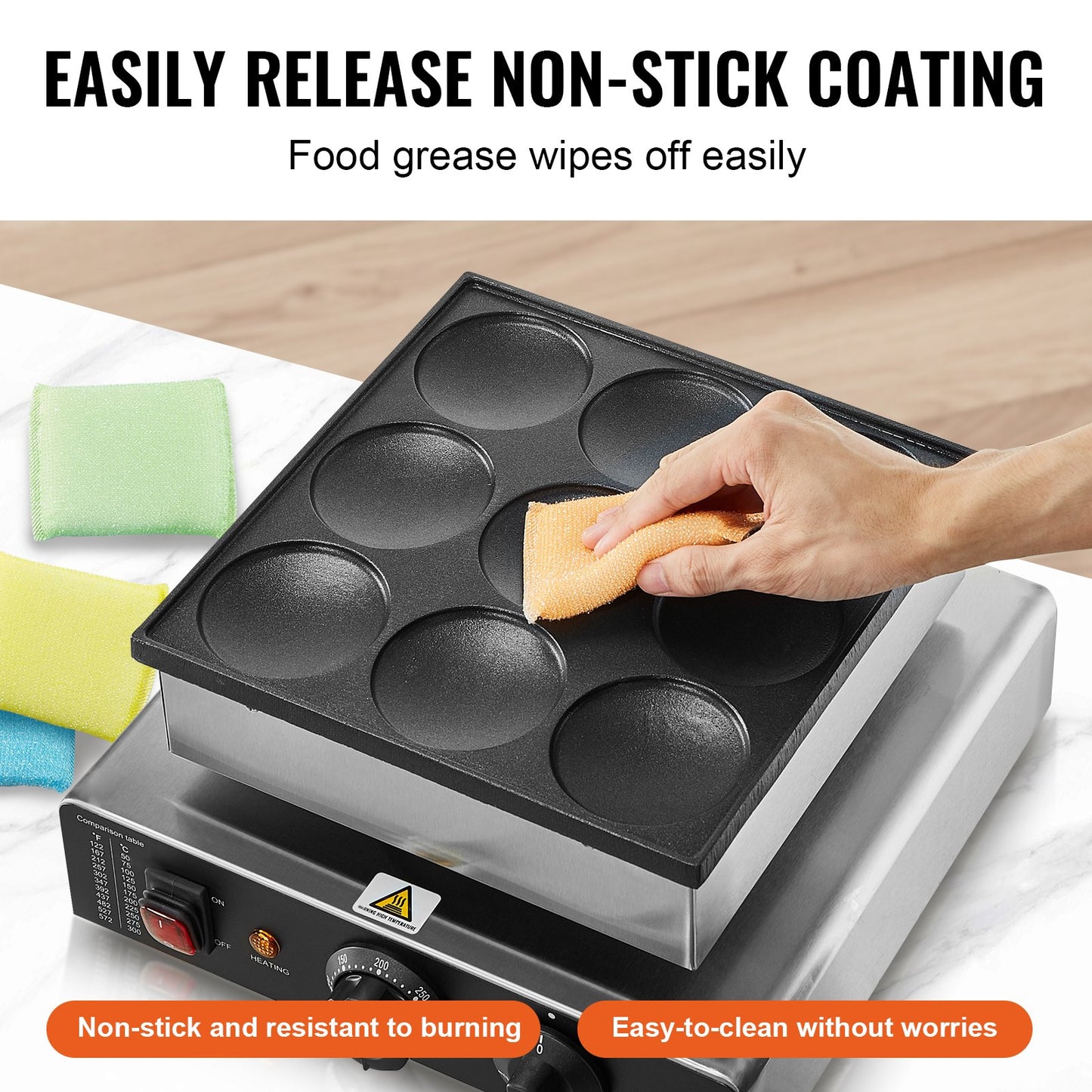 9PCS Dutch Pancake Maker – 850W Dorayaki Baker (76mm)