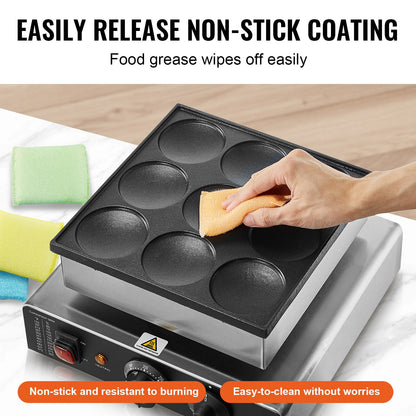9PCS Dutch Pancake Maker – 850W Dorayaki Baker (76mm)