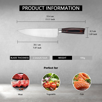 8” High Carbon Japanese Chef Knife (Rosewood Handle)