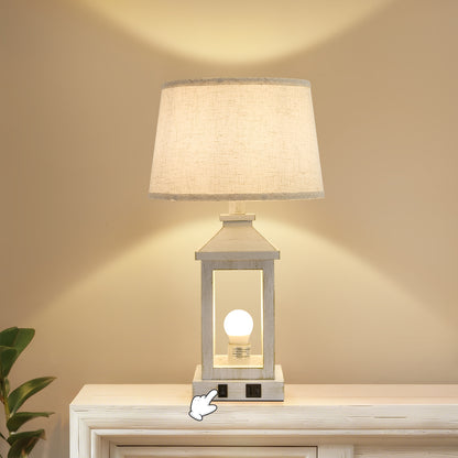 Vintage Industrial Table Lamp with USB-C, USB-A & AC Outlet