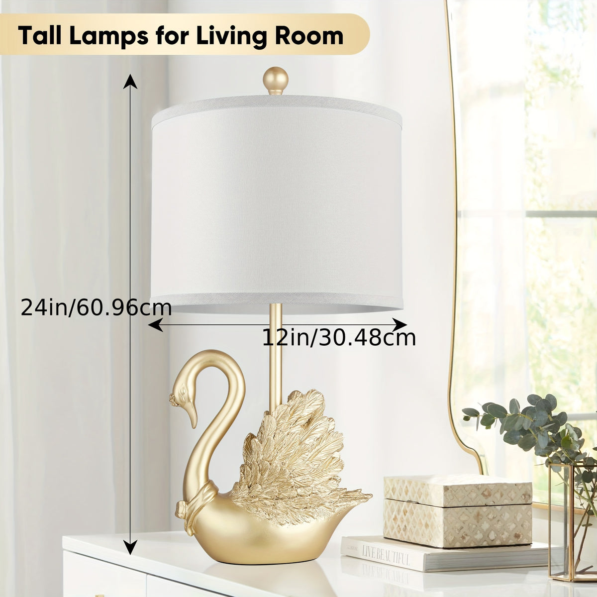 Golden Brass Swan Table Lamps (Set of 2) – Elegant Modern Lighting
