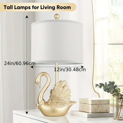 Golden Brass Swan Table Lamps (Set of 2) – Elegant Modern Lighting