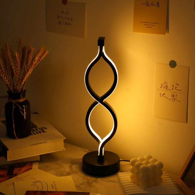 Modern Wave-Shaped USB Desk Lamp – 3 Color Dimmable