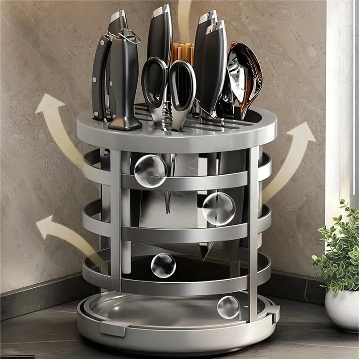 360 °Rotation Stainless Steel Knife Holder Stand for Knives Kitchen Multifunctional  Stands for Cutlery Inserted Block Storage