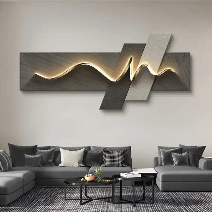 Living room decoration painting, LED ambient light painting, modern luxury sofa background wall, minimalist hanging painting