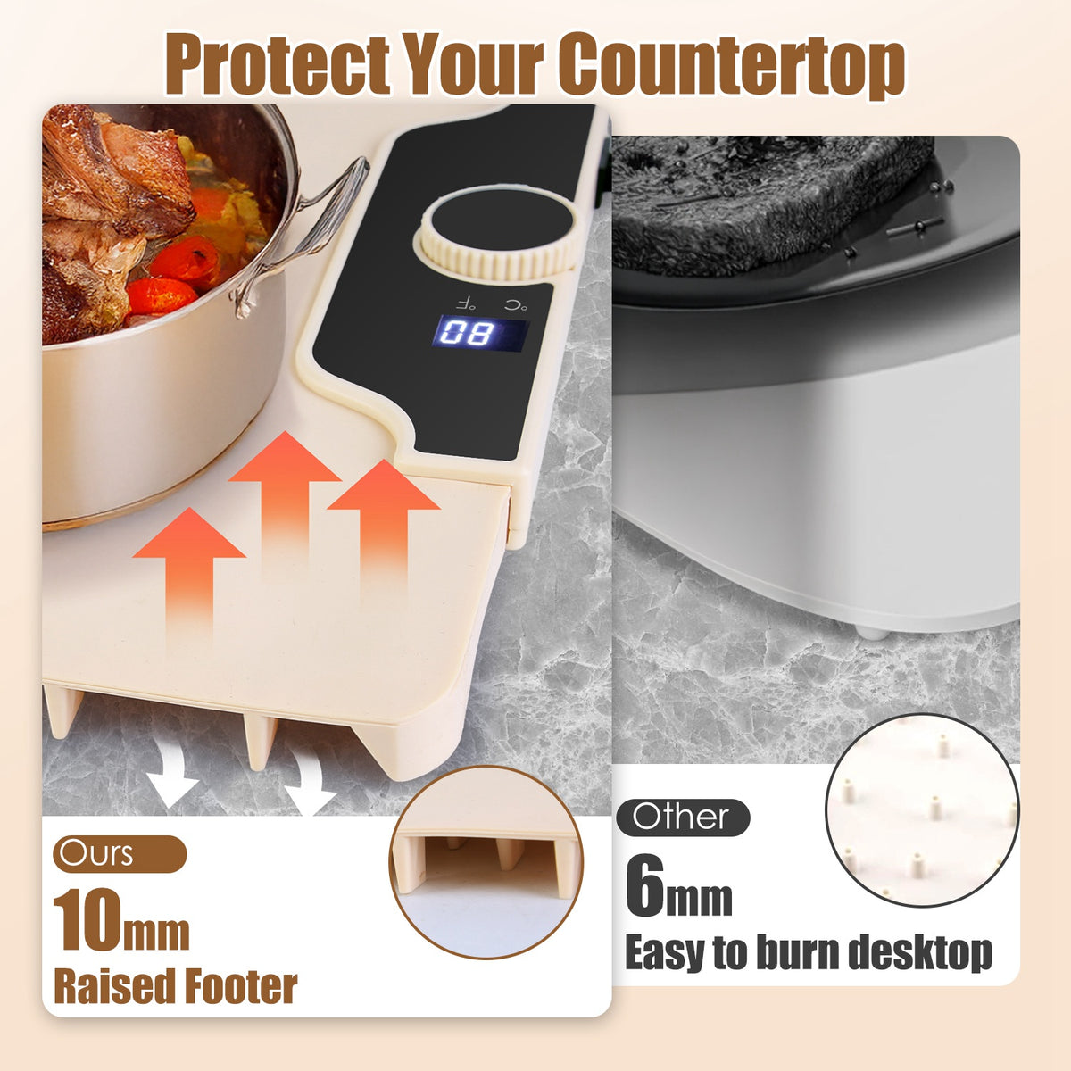 Silicone Food Warming Mat – 14 Temp Levels with Timer (300W)