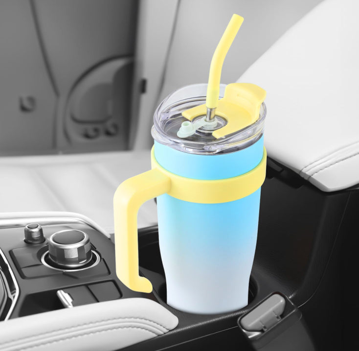 40oz Insulated Tumbler with Handle & Straw