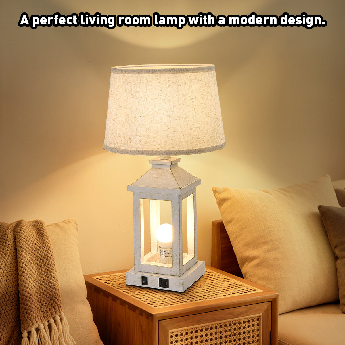 Vintage Industrial Table Lamp with USB-C, USB-A & AC Outlet