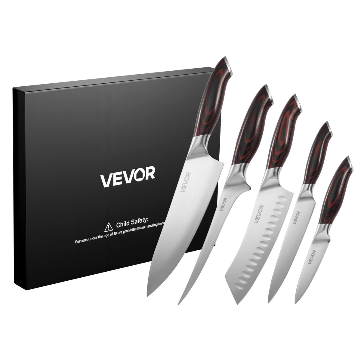 5-Piece Premium Kitchen Knife Set (Damascus Steel)