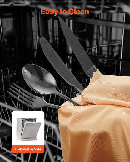 48-Piece Flatware Set (Modern Stainless Steel Dining Set)