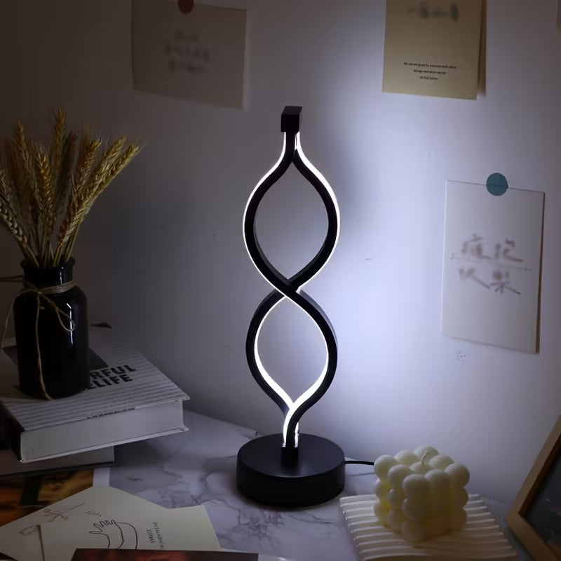 Modern Wave-Shaped USB Desk Lamp – 3 Color Dimmable
