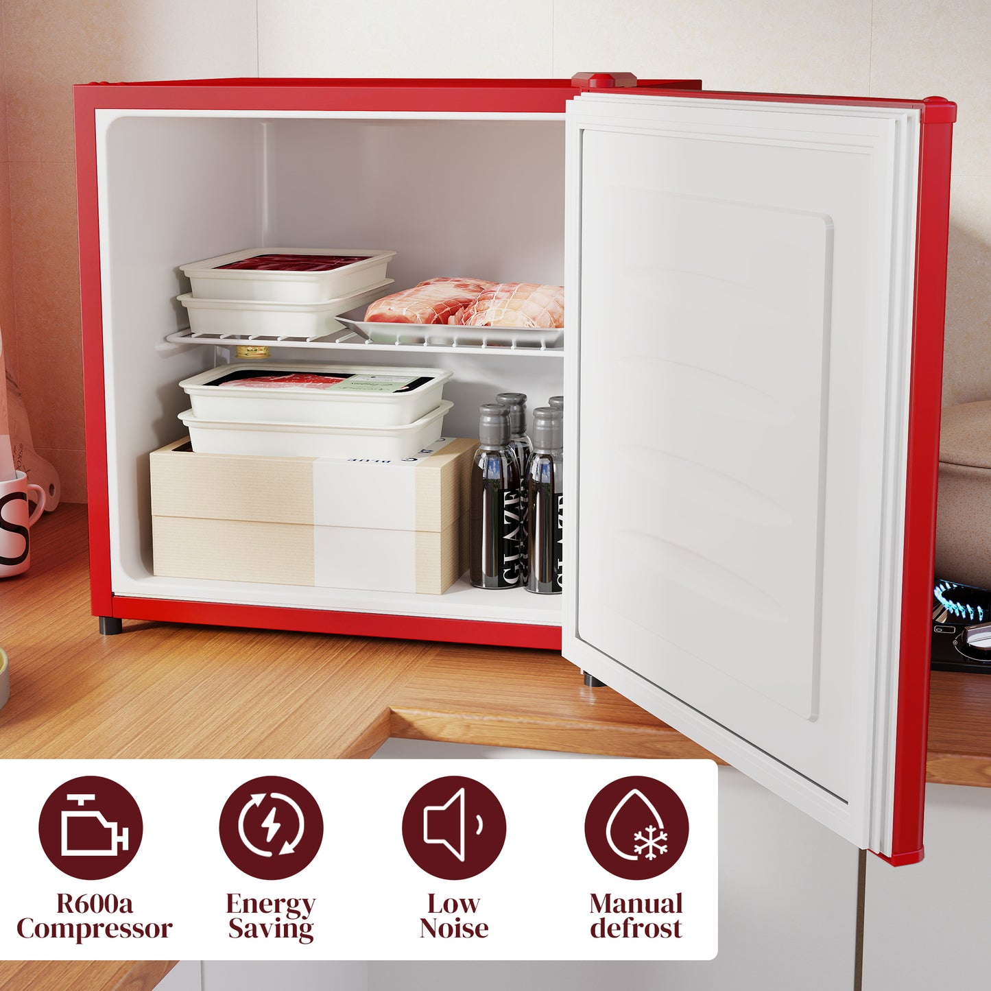 1.1 Cu. Ft Compact Mini Freezer (Red)