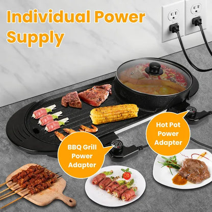 2-in-1 Electric Hot Pot + BBQ Grill (2200W Power)