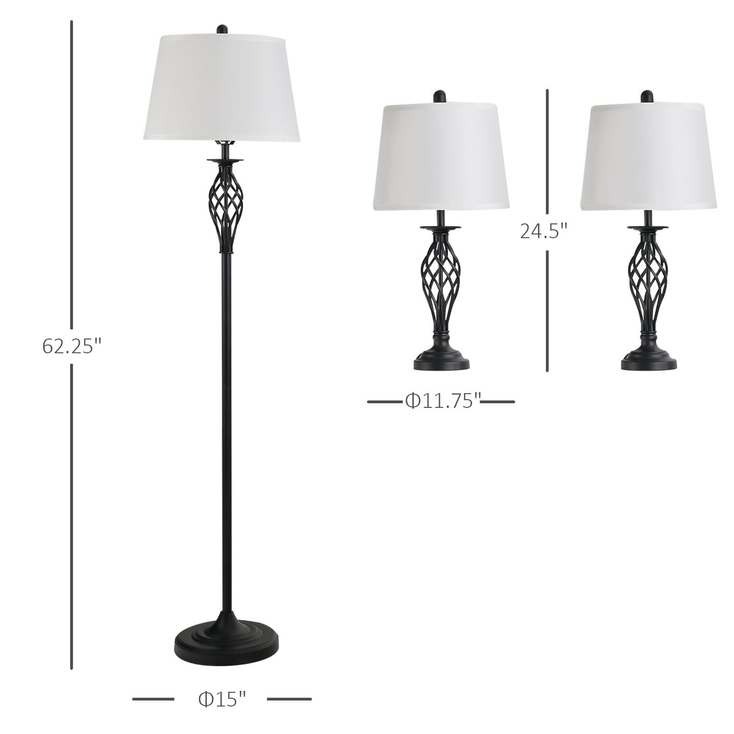 3-Piece Vintage Lamp Set – Elegant Lighting for Every Room