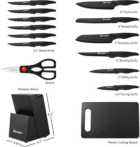 Premium 16-Piece Kitchen Knife Set with Cutting Board