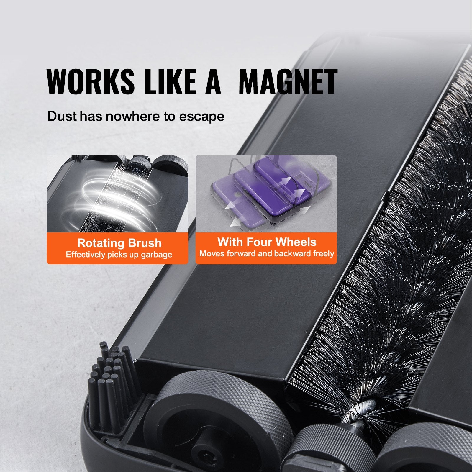 Manual Carpet Sweeper – Quiet Push Floor Cleaner with Built-in Dustpan