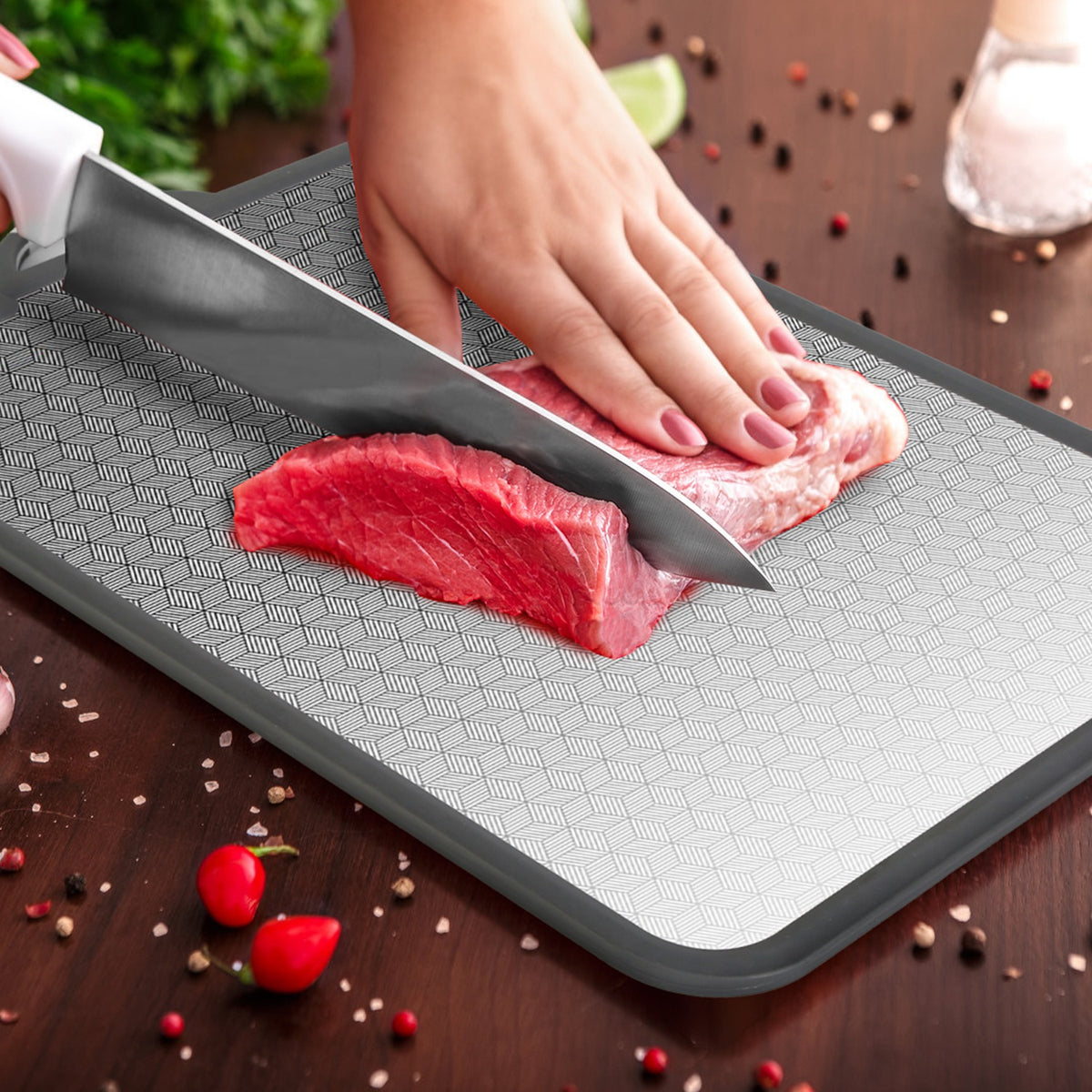 2-IN-1 Double-Sided Cutting Board (Stainless Steel + PP)