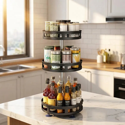 3-Tier Rotating Spice Rack – 360° Kitchen Organizer