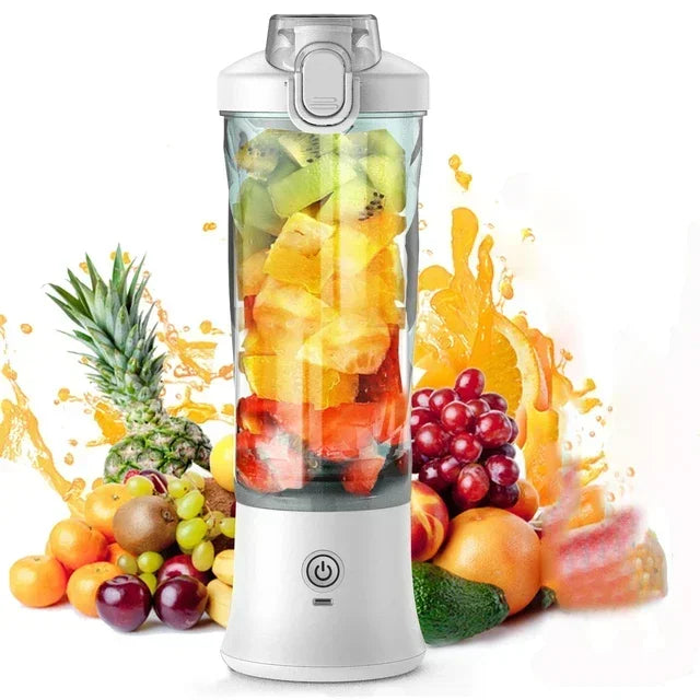 Portable Blender 600ML – USB Rechargeable Smoothie Maker with 6 Blades
