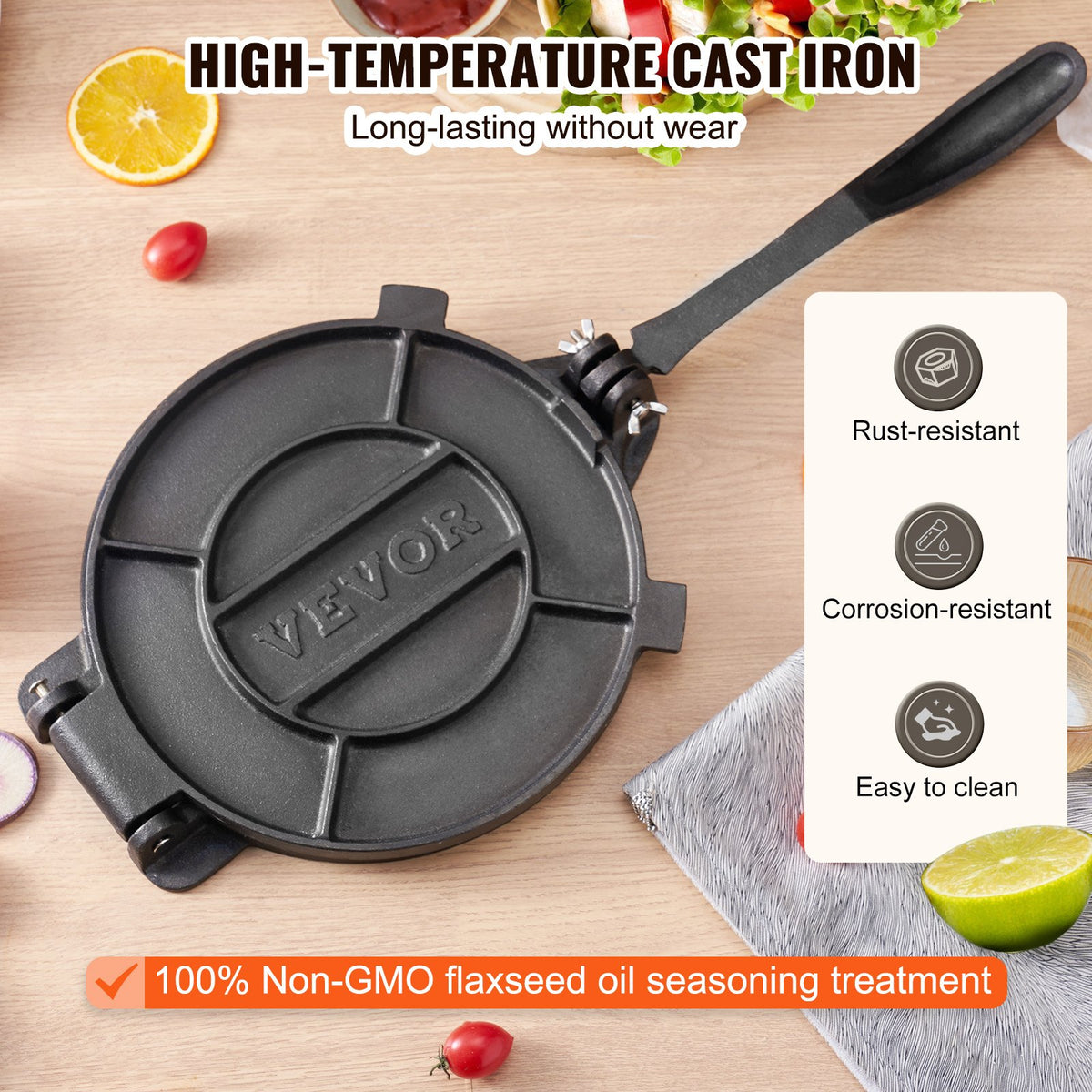 Extra-Large 10-Inch Cast Iron Tortilla Press