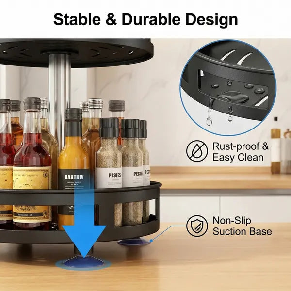 3-Tier Rotating Spice Rack – 360° Kitchen Organizer