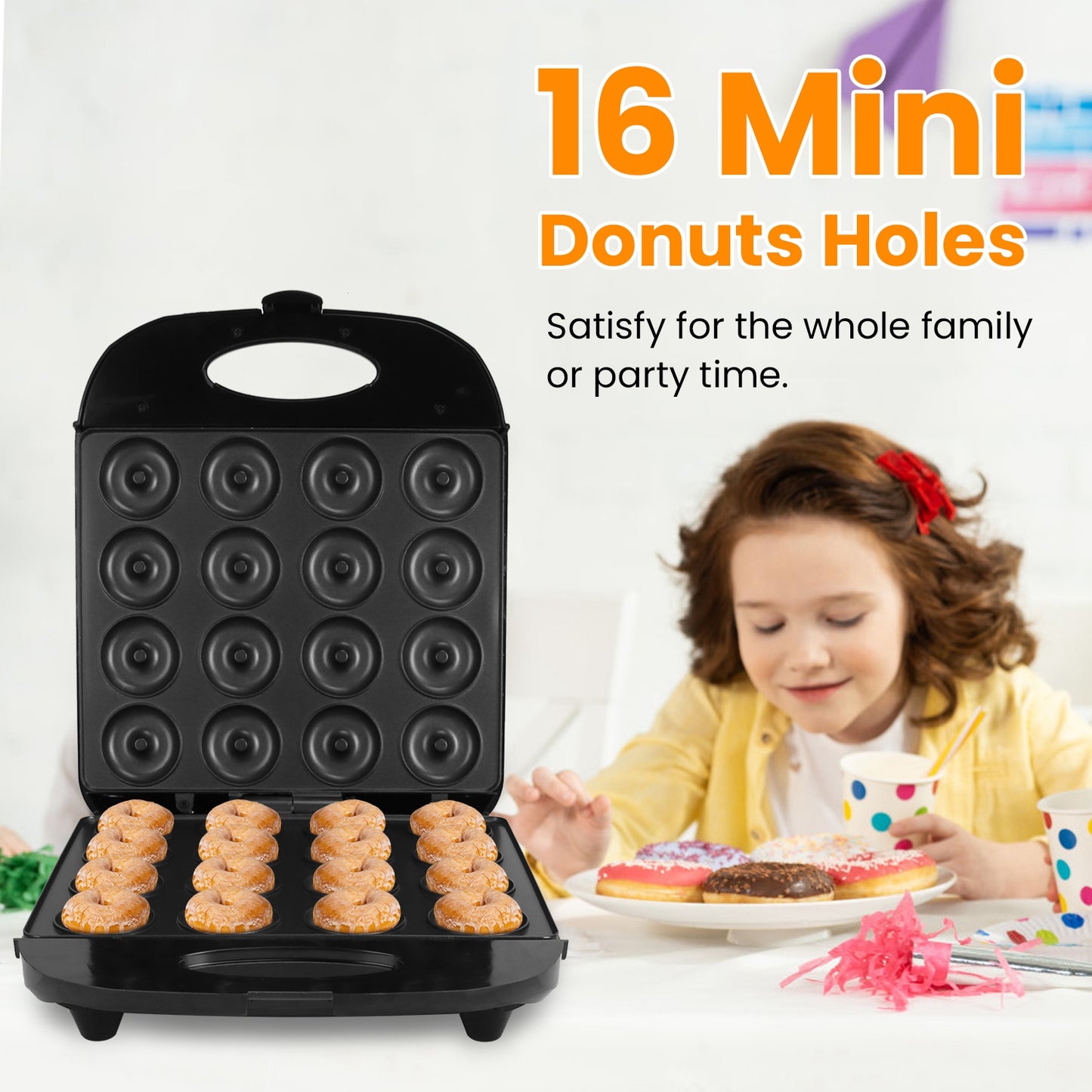 16-Hole Mini Donut Maker – Fresh Donuts in Minutes