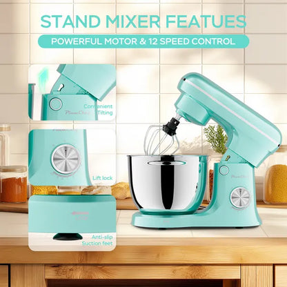 5L & 4.5L Dual Bowl Stand Mixer – 10 Speed Tilt-Head (Blue)