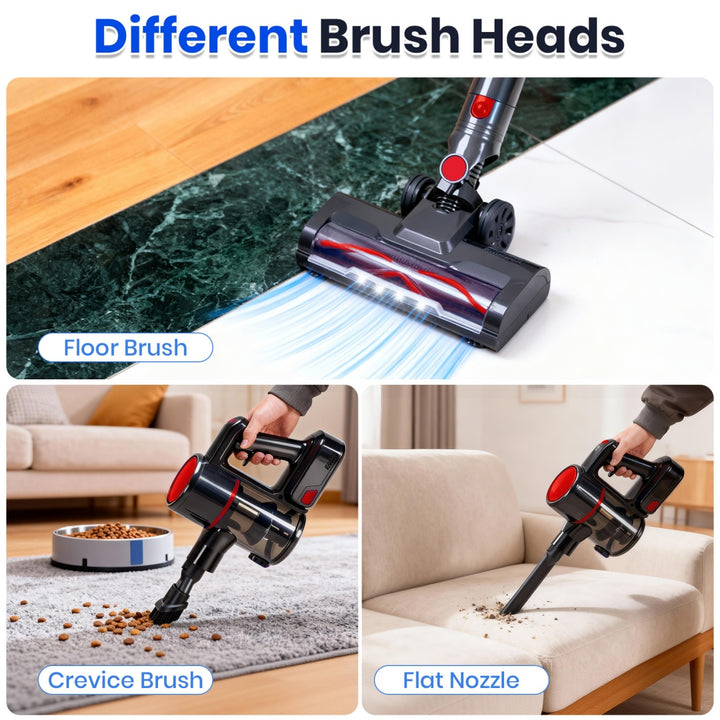 Cordless 3-in-1 Power Vacuum Cleaner – Black & Red Edition