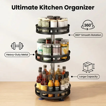 3-Tier Rotating Spice Rack – 360° Kitchen Organizer