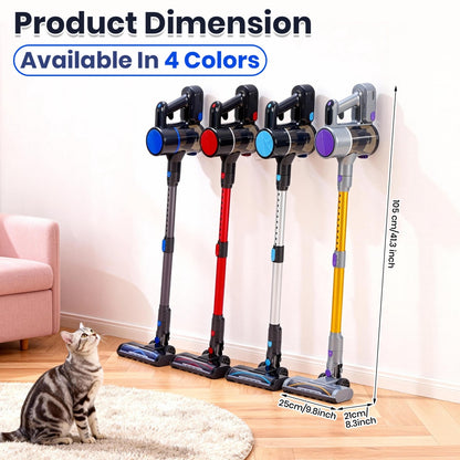 Cordless 3-in-1 Smart Vacuum Cleaner with LED Brush & Cyclone Filtration
