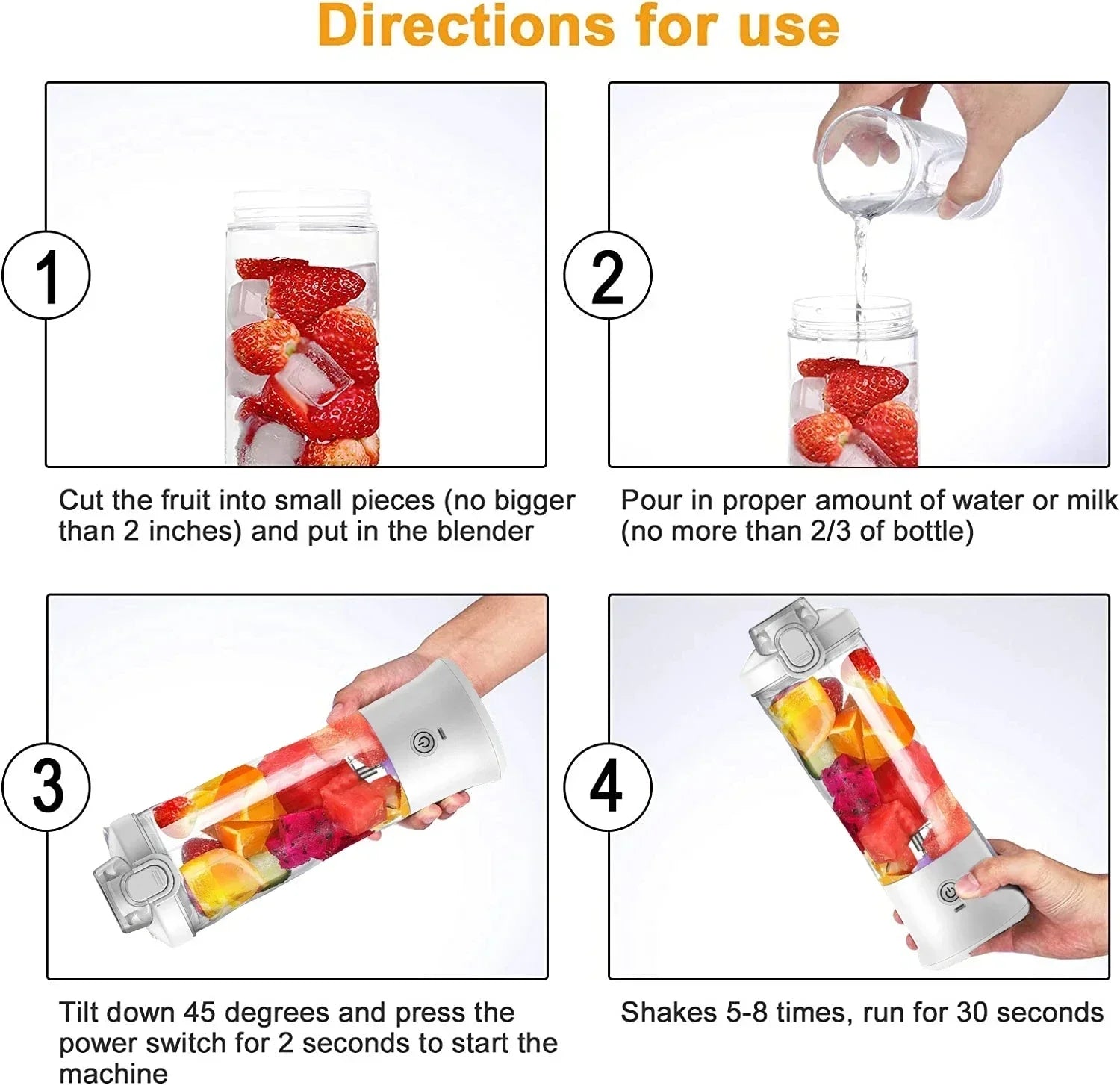 Portable Blender 600ML – USB Rechargeable Smoothie Maker with 6 Blades