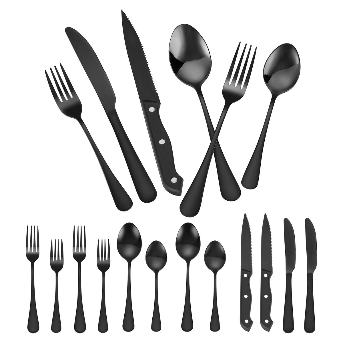 48-Piece Flatware Set (Modern Stainless Steel Dining Set)