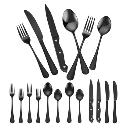 48-Piece Flatware Set (Modern Stainless Steel Dining Set)