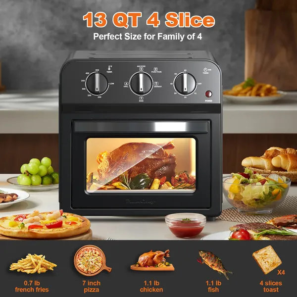 13QT Air Fryer Toaster Oven Combo (360° Hot Air)