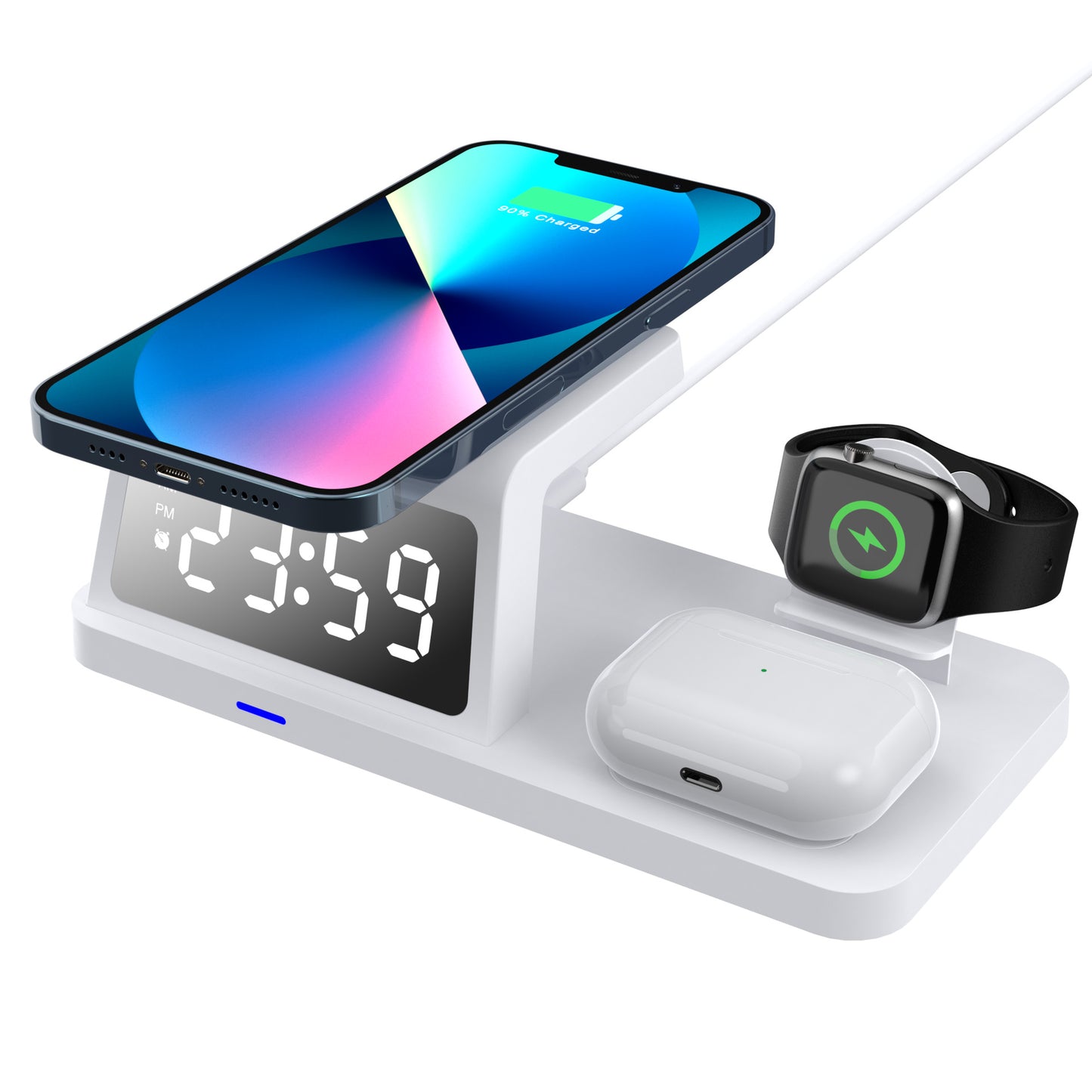 15W Fast Wireless Charging Pad – Type-C QC3.0 Smart Charger (Black/White)