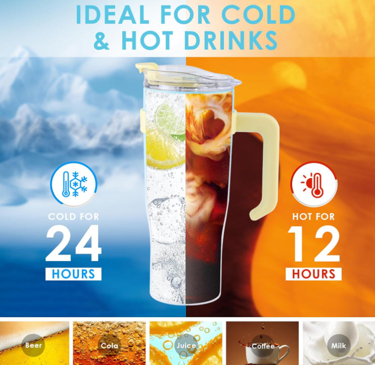 40oz Insulated Tumbler with Handle & Straw