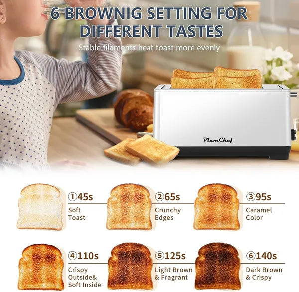 4-Slice Long Slot Toaster – Stainless Steel (Silver)