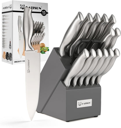 KATISUN Stainless Steel Kitchen Knife Set (Silver/Grey)