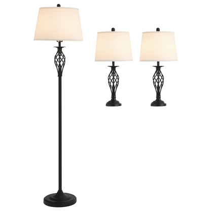 3-Piece Vintage Lamp Set – Elegant Lighting for Every Room