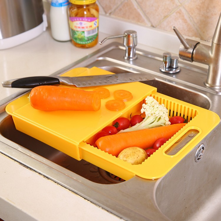 Multifunction Chopping Board with Drain Basket – 3-in-1 Kitchen Prep Station