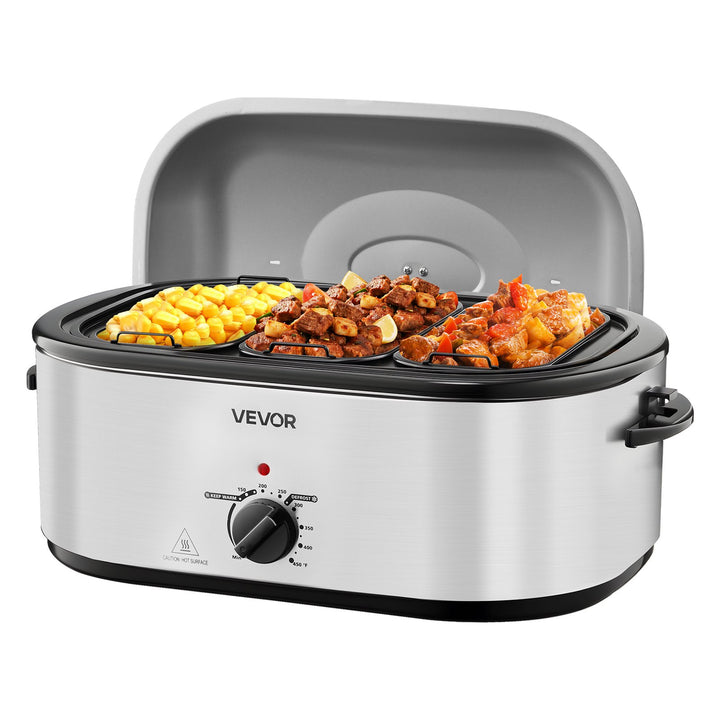 VEVOR 24QT Electric Roaster Oven with 3-Section Tray